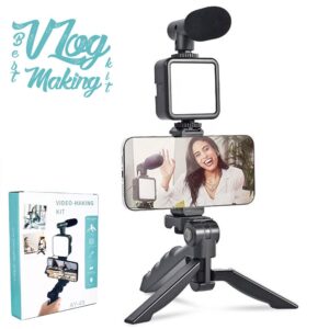 Ay-49 Vlogger Video Making Kits Vlog Microphone Led